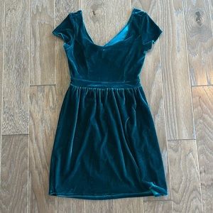 Urban Outfitters Blue Kimchi velvet emerald open back cocktail dress